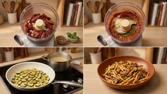 Pasta con pesto di pomodori secchi e zucchine: cremosa e pronta in poco tempo